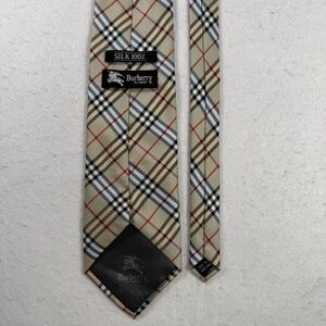 Vintage Burberry of London Nova Check Silk Necktie Beige NWT